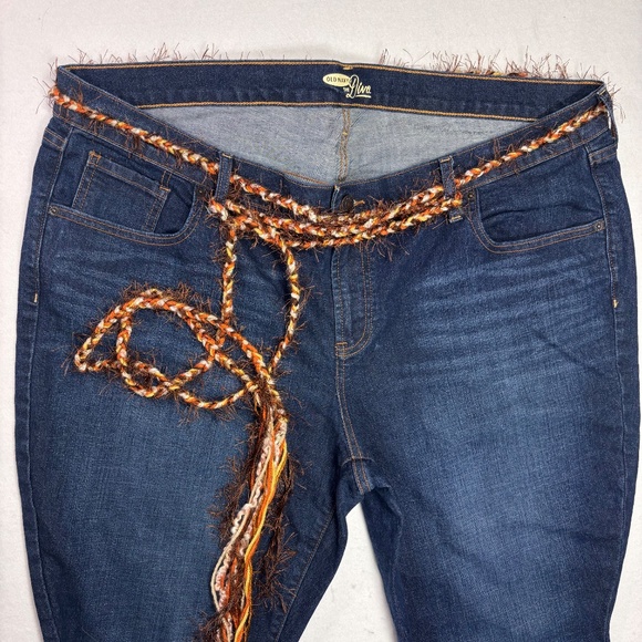 Old Navy Diva Jeans Hand Painted Mod Retro Flower Yellow Orange 70s Boho Plus 20 - Picture 4 of 11